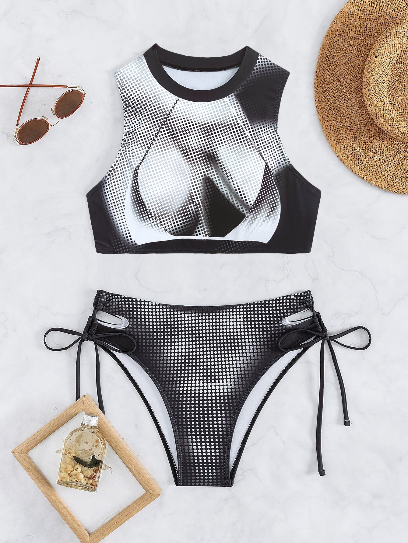 Bikini Sexy Swimsuit Women Split Bikini Black White Sports Swimsuit Bella Mia